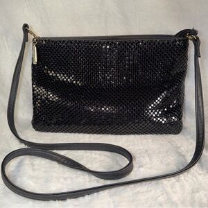 Whiting And Davis Vintage Black Mesh Clutch Zip Top Evening Bag Pouch!